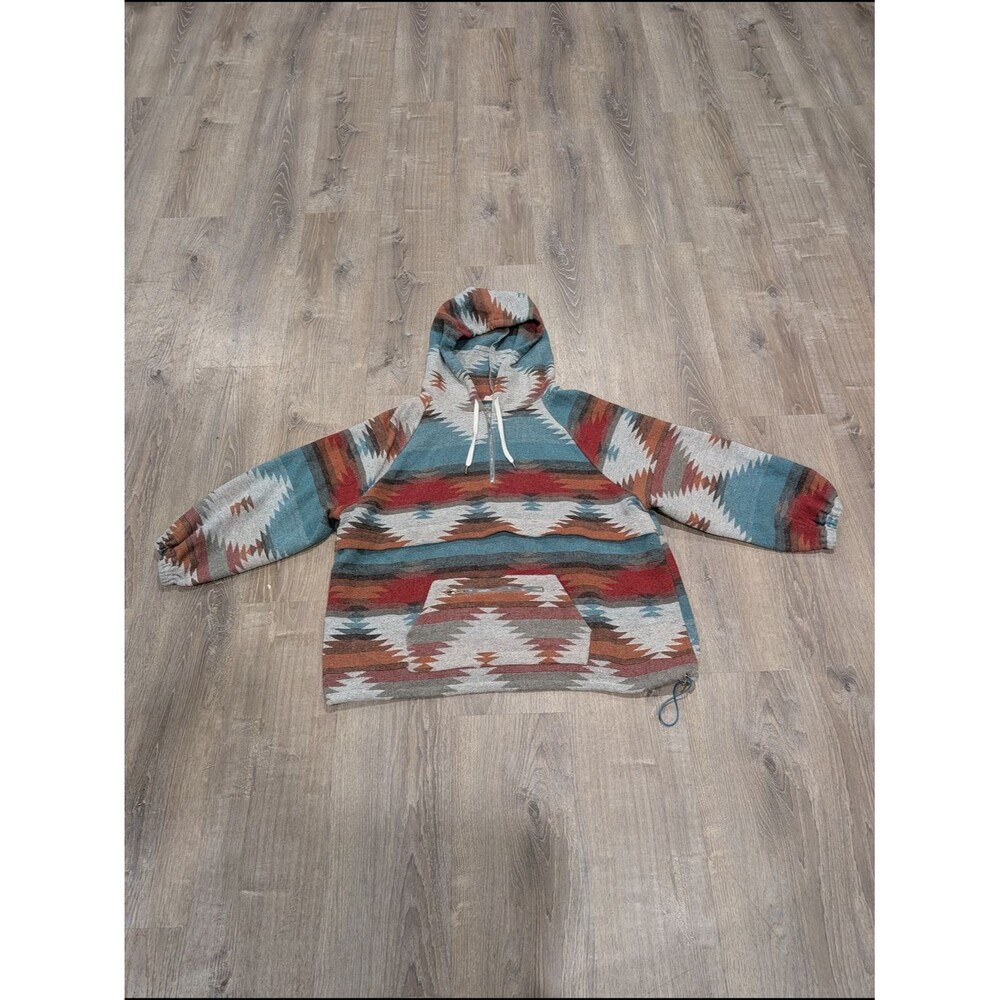 "Mains Trip Aztec Southwestern Quarter-Zip Hoodie Jacket, Boho Western, Women's